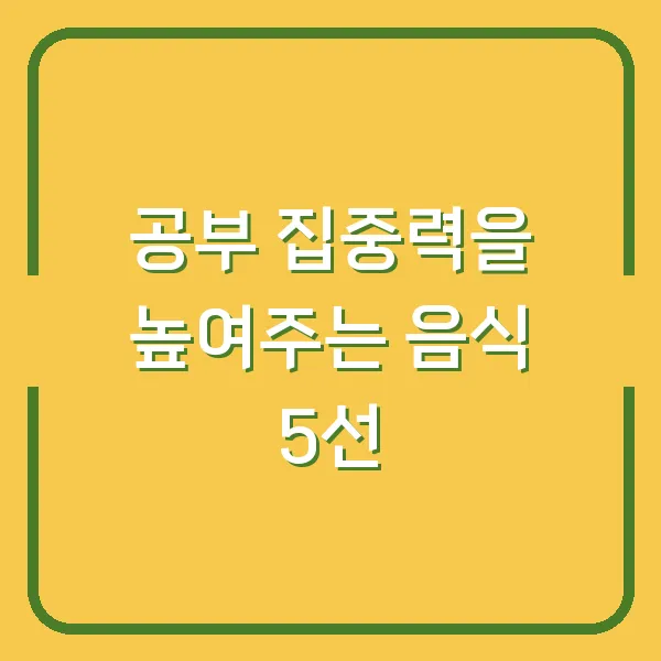 공부 집중력을 높여주는 음식 5선