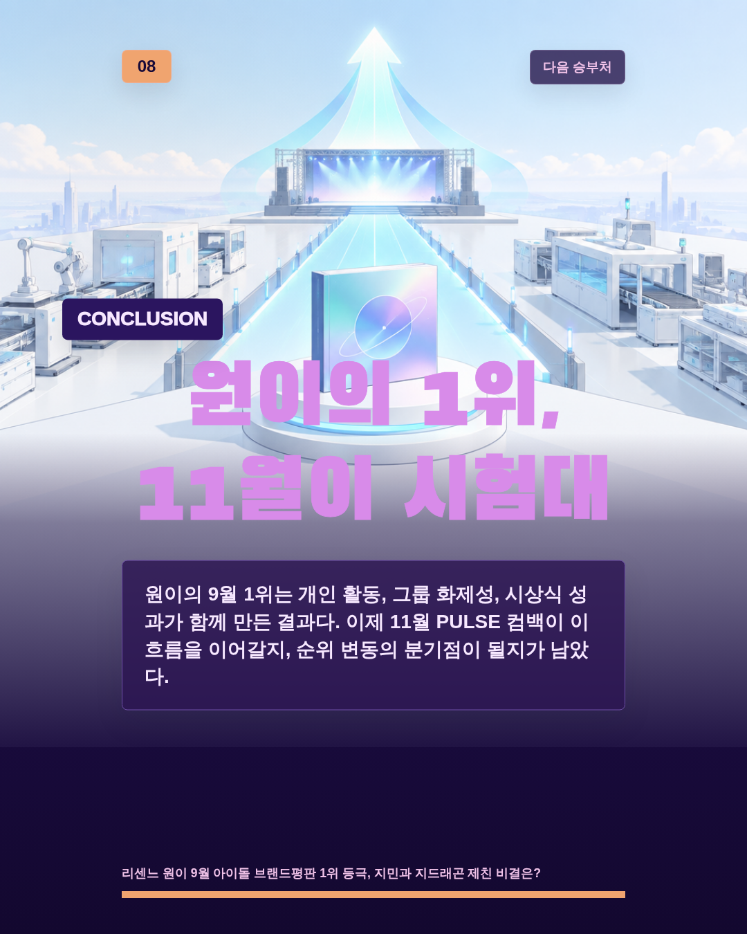 원이의 1위, 11월이 시험대