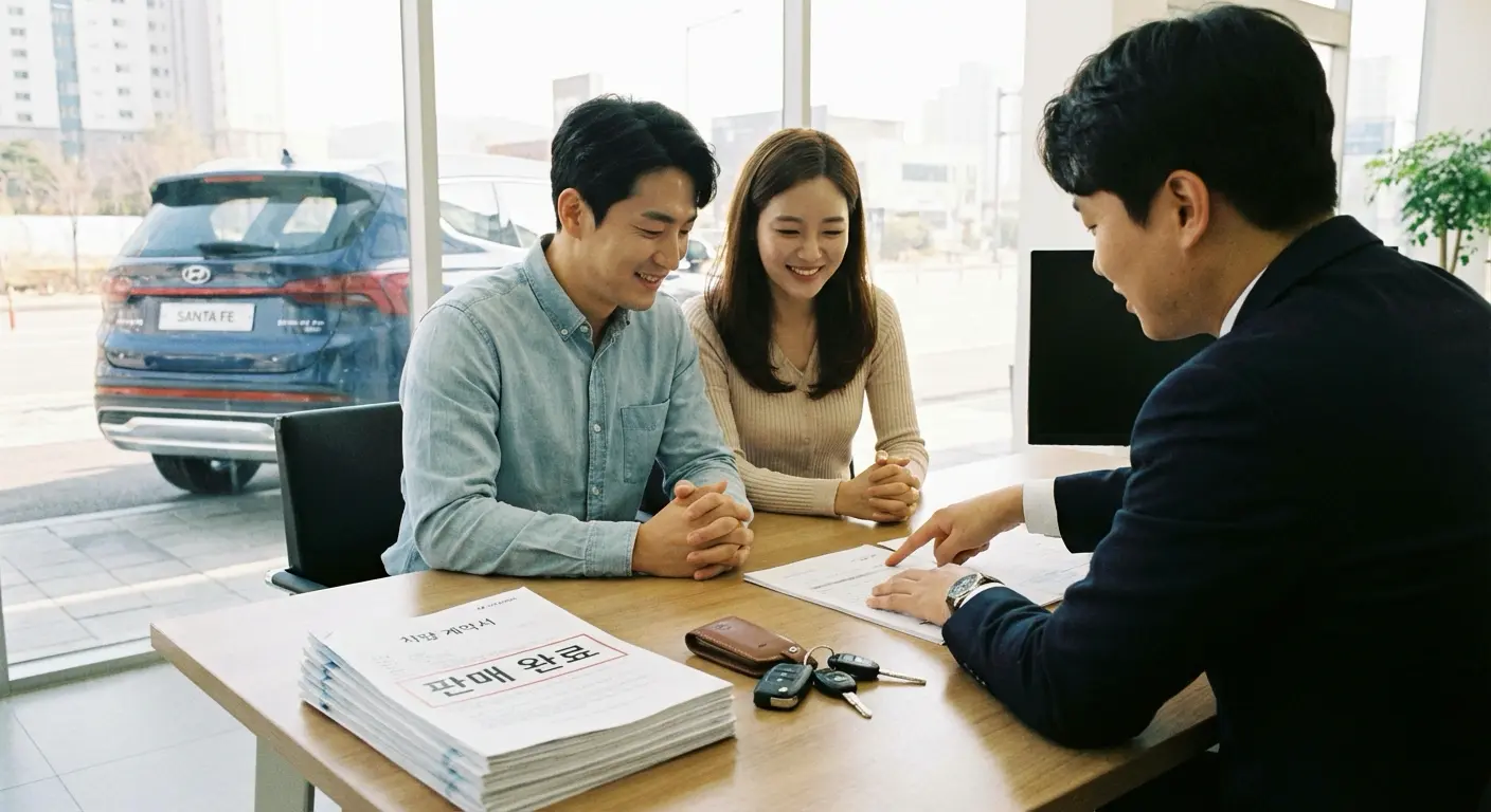 자동차 판매 후 세금 정산을 확인하는 모습
