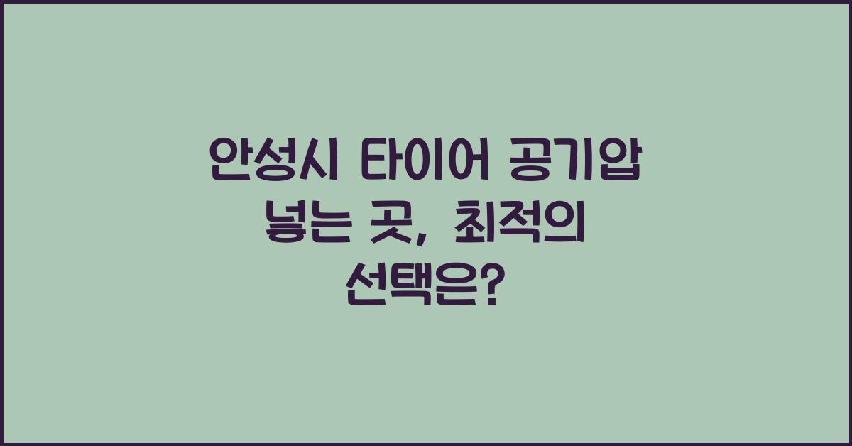 안성시 타이어 공기압 넣는 곳