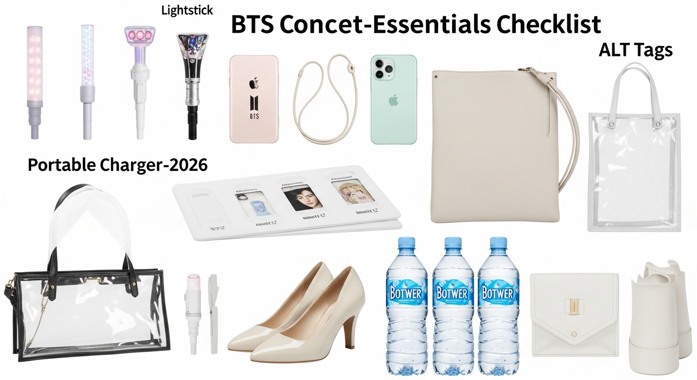 응원봉, 보조배터리, 생수, 투명 가방 등 BTS 콘서트 관람 시 꼭 필요한 준비물 모음 이미지