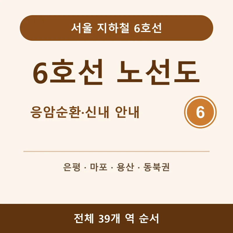 서울 지하철 6호선 응암순환부터 신내까지 전체 노선도와 환승 안내