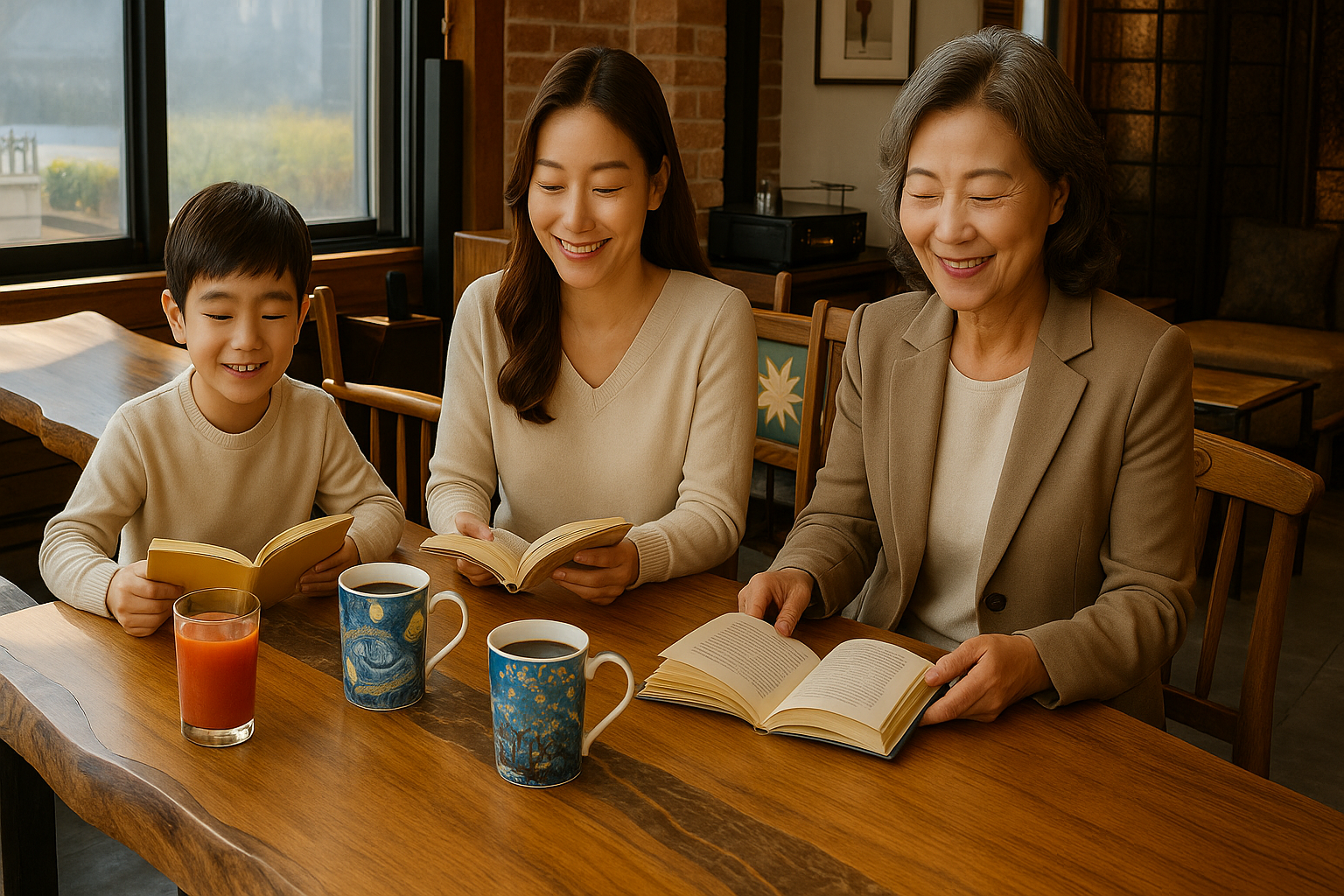 명품 사운드, 특별한 커피/음료와 즐거운 독서 속에 힐링하는 가족