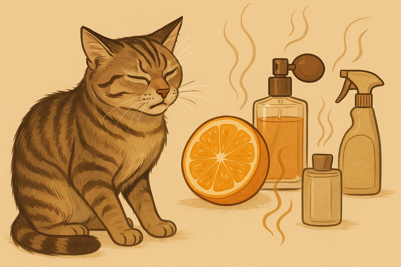 표정을 찡그리고 있는고양이