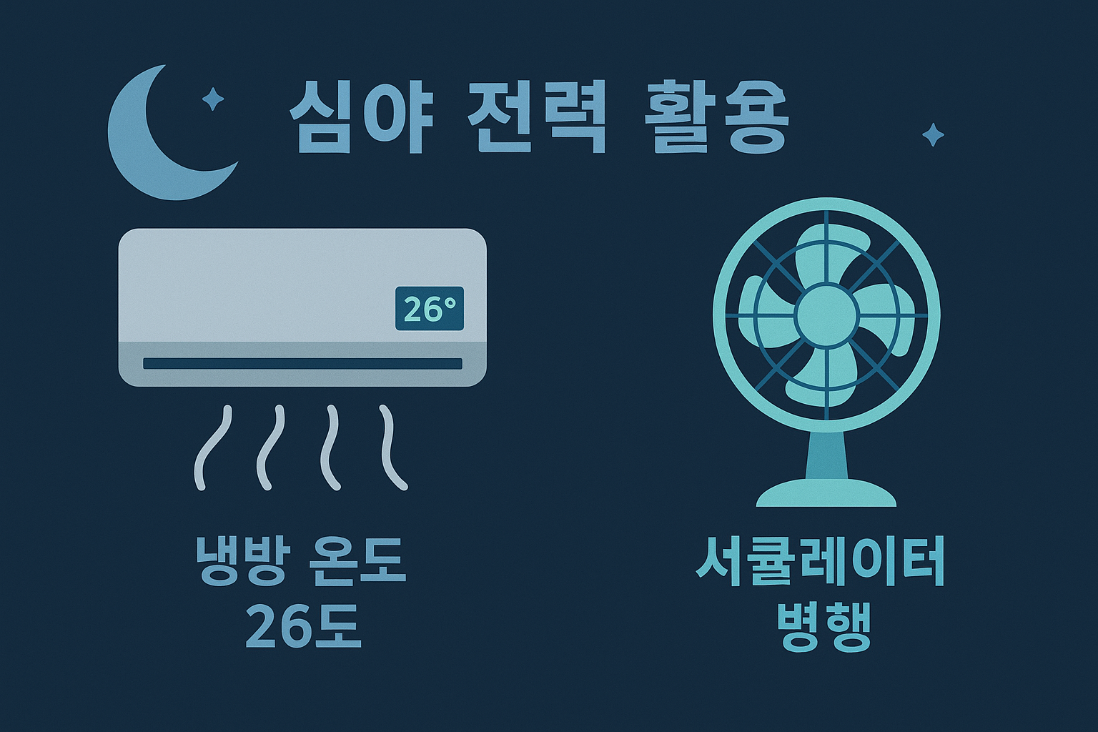 전기요금 아끼는 꿀팁으로 심야 시간대 냉방기 26도 유지, 서큘레이터 병행 사용하는 에너지 절약 방법