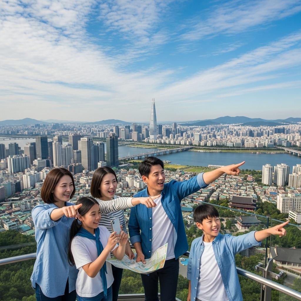 경차 유류비 환급, 남산 전망대에서 가족들