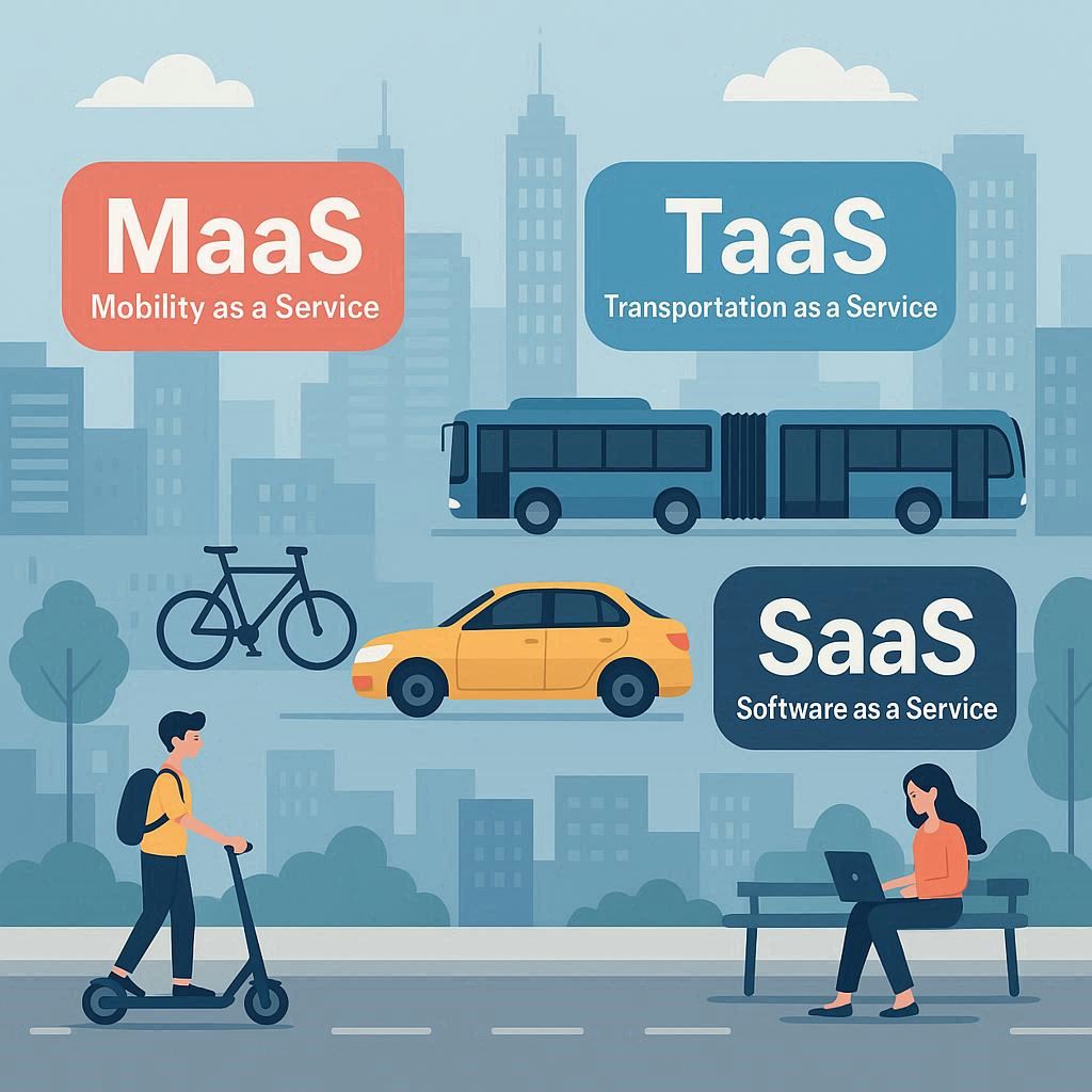 MaaS (Mobility as a Service): 서비스형 모빌리티
TaaS (Transportation as a Service): 서비스형 교통 (MaaS와 밀접한 관련)
SaaS (Software as a Service): 서비스형 소프트웨어 (MaaS/TaaS의 기술적 기반)
이 모든 개념이 적용되는 "도시(Urban)" 환경