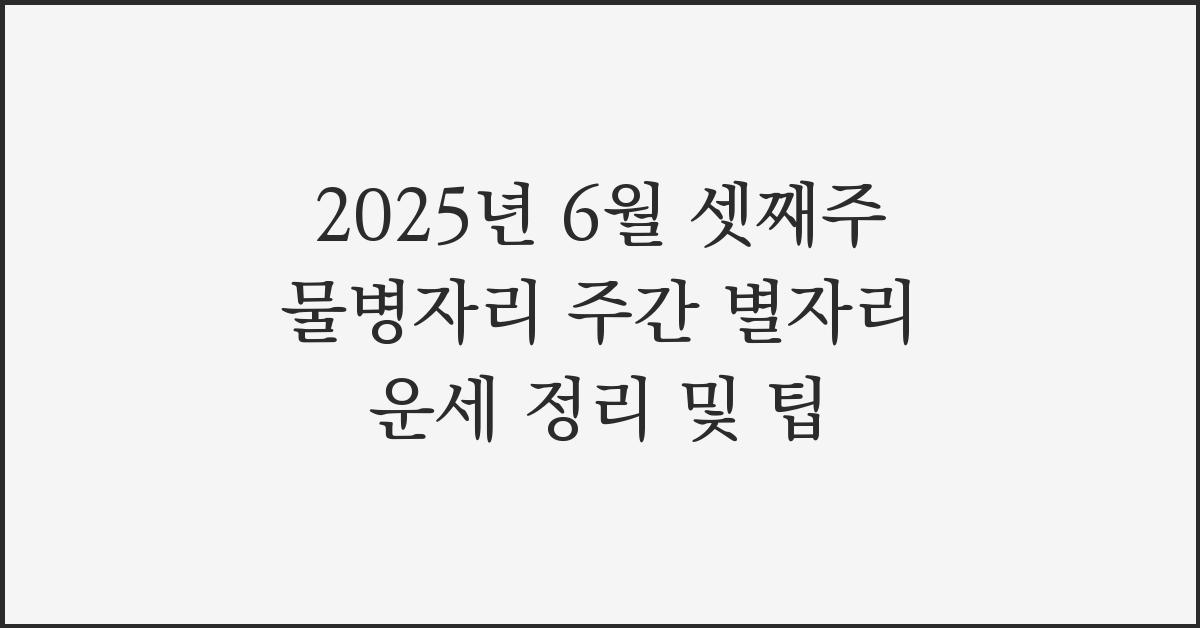 2025년 6월 셋째주 물병자리 주간 별자리 운세