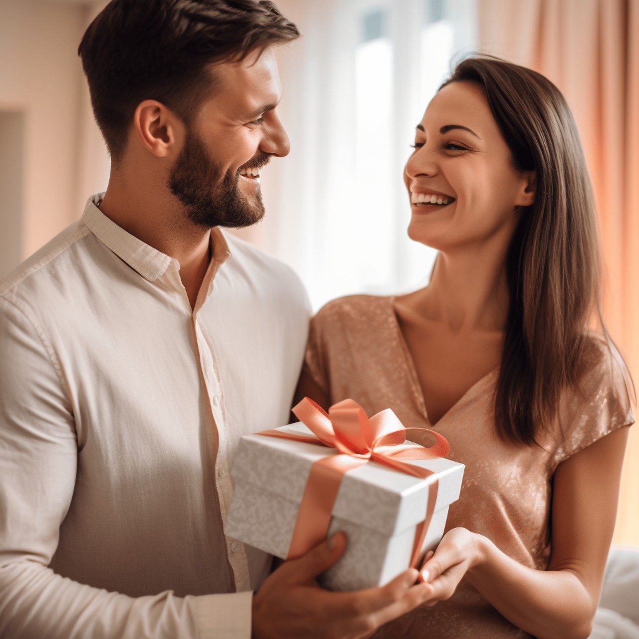 40대로 보이는 행복해보이는 남자와 여자