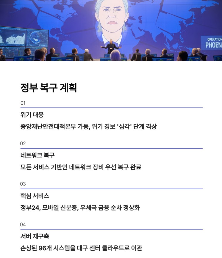 정부의 단계별 복구 계획과 진행 상황