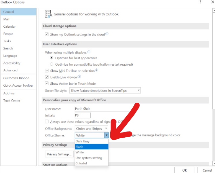 아웃룩-테마-색상-변경