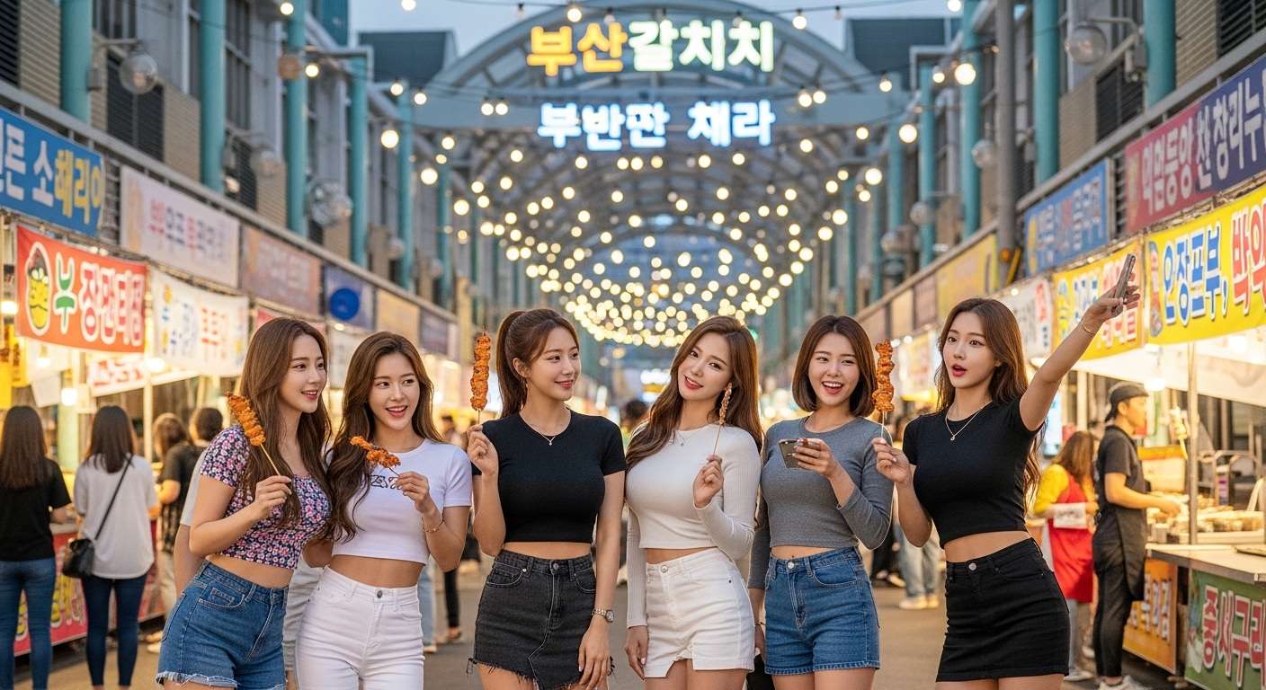 자갈치시장을 즐기는 여성들