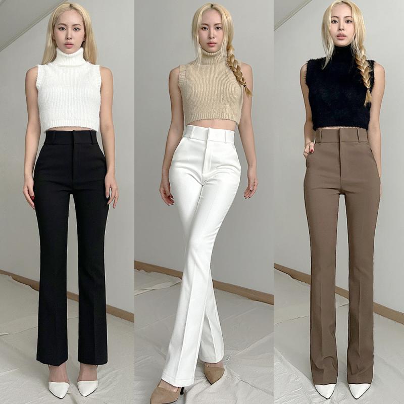 겨울 기모 가을 봄 하이웨스트 부츠컷 슬랙스 숏 롱 팬츠 겨울 나팔 정장 바지