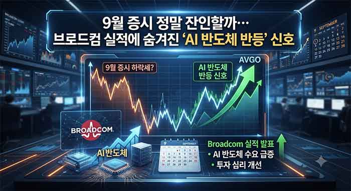 브로드컴 실적과 9월 증시 분석 이미지.