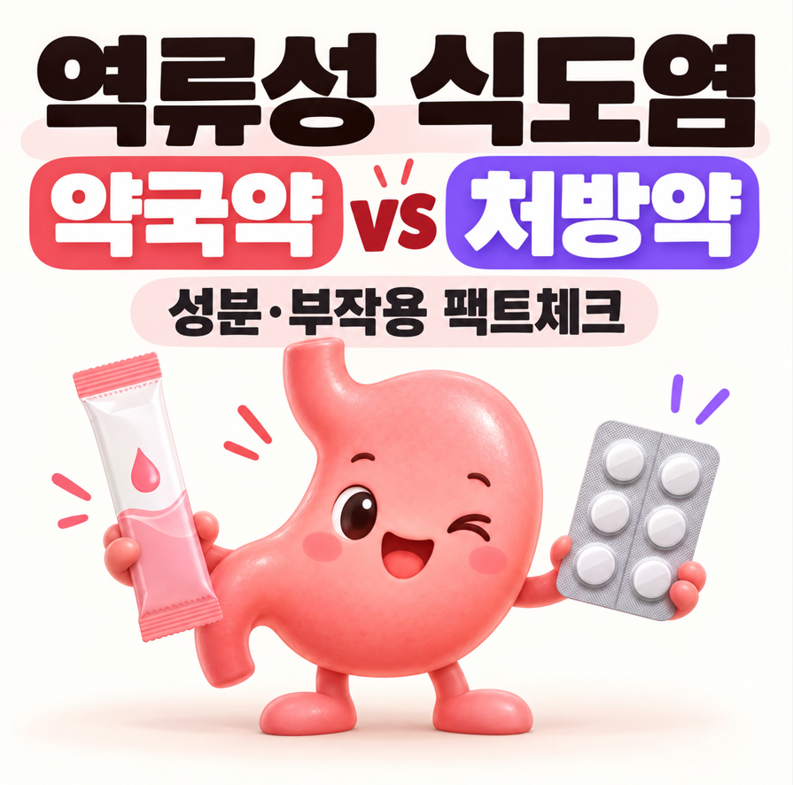 역류성 식도염 약국약(겔포스 등)으로 충분할까? 처방약 성분 비교 및 부작용 팩트체크