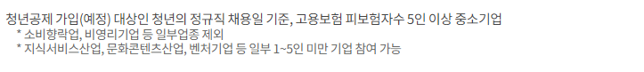 청년내일채움공제 신청 자격, 지원 대상 (기업) (출처: 고용노동부)