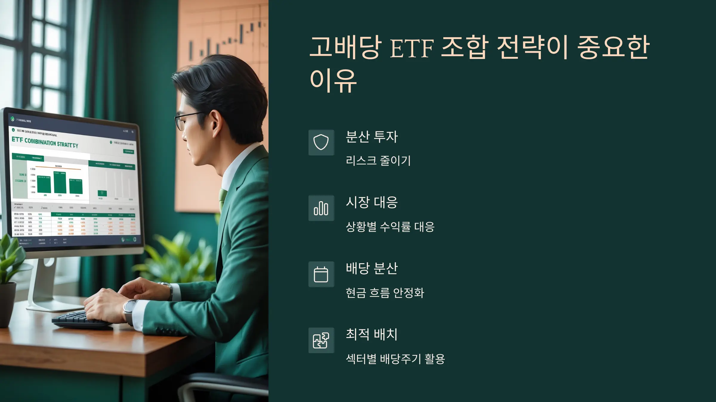 ISA 계좌 속 ETF 조합 구조 다이어그램 또는 포트폴리오 구성 예시 인포그래픽