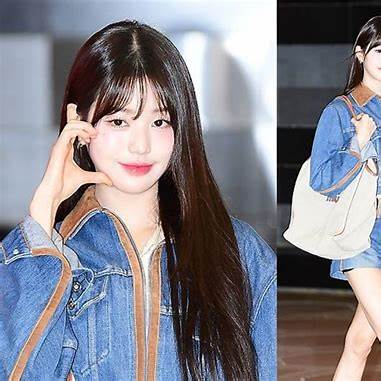 장원영이 개인 SNS에 공개한 데님 셋업 착장. 캐주얼하면서도 고급스러운 스타일링으로 많은 이들의 관심을 끌었다. (사진출처: MBC 연예뉴스)