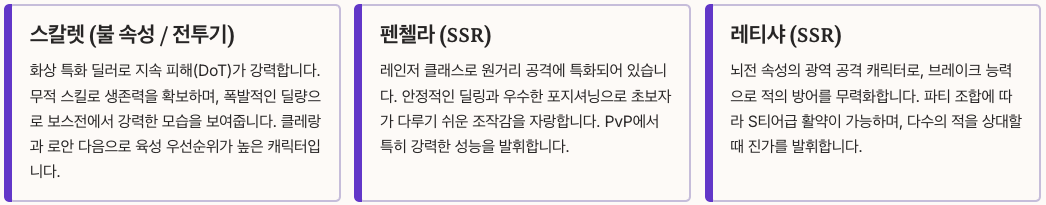 가디스오더 A티어 캐릭터 정리