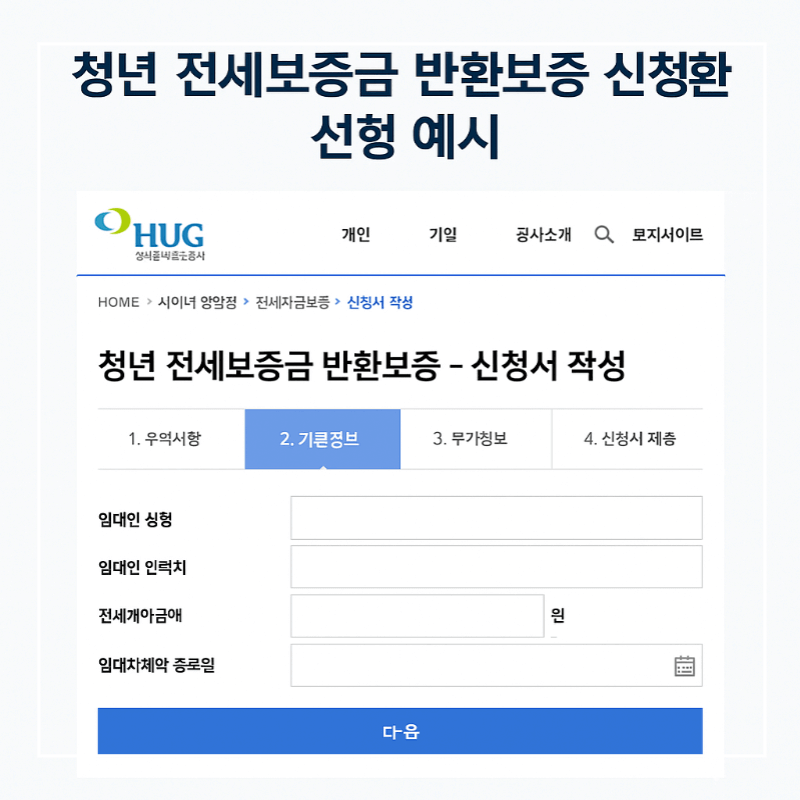 전세보증금 보증 신청 화면 이미지