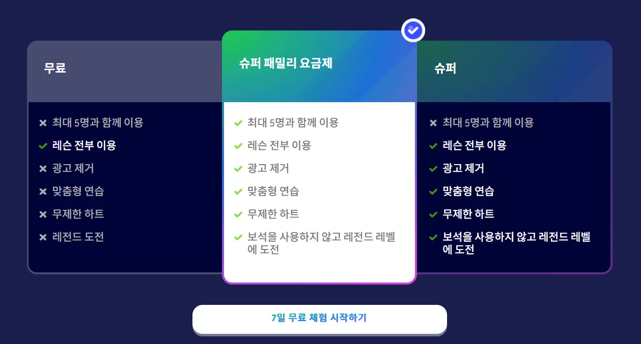 무료 영어 언어 학습 듀오링고 요금제