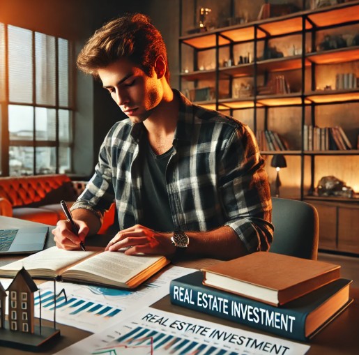 부동산 공부를 하는 남자의 사진