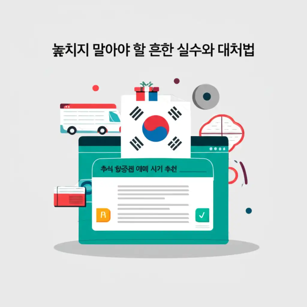 추석 항공권 예매 시 주의사항 및 흔한 실수를 피하는 방법을 나타내는 이미지.