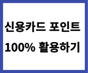 신용카드 포인트 100% 활용하기