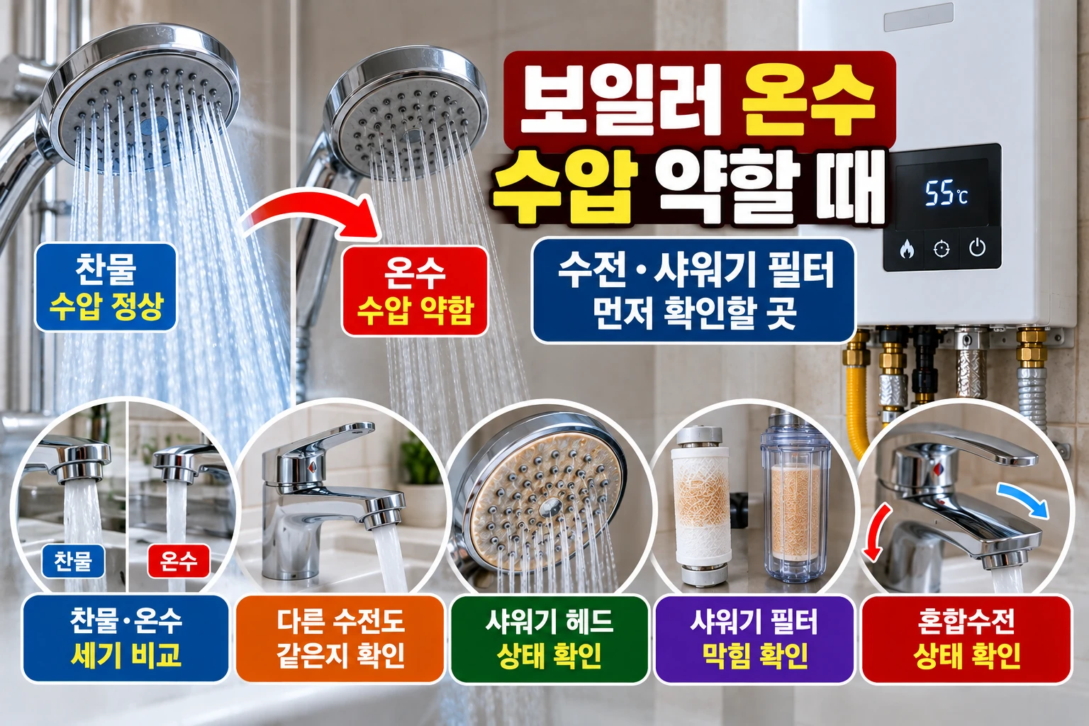 보일러 온수 수압 약할 때