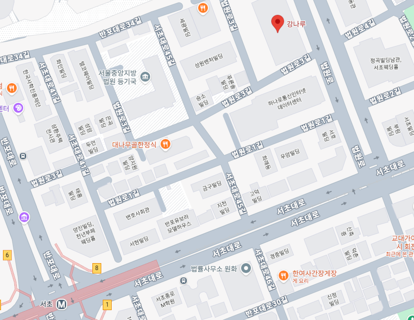 강나루 위치 지도 : 서초역 김치찌개 맛집 베스트 3