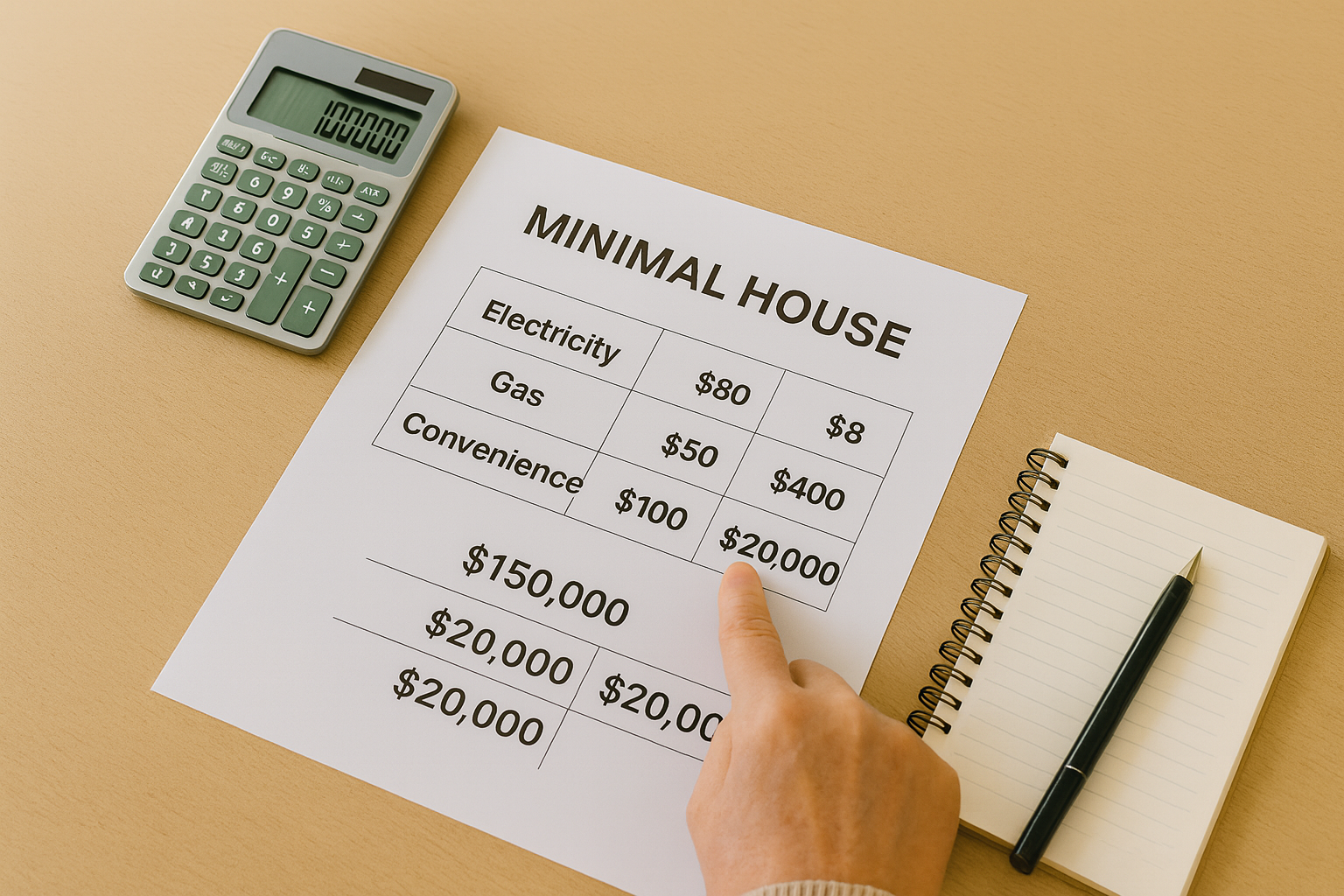 고정비를 계산기와 함께 확인하는 모습