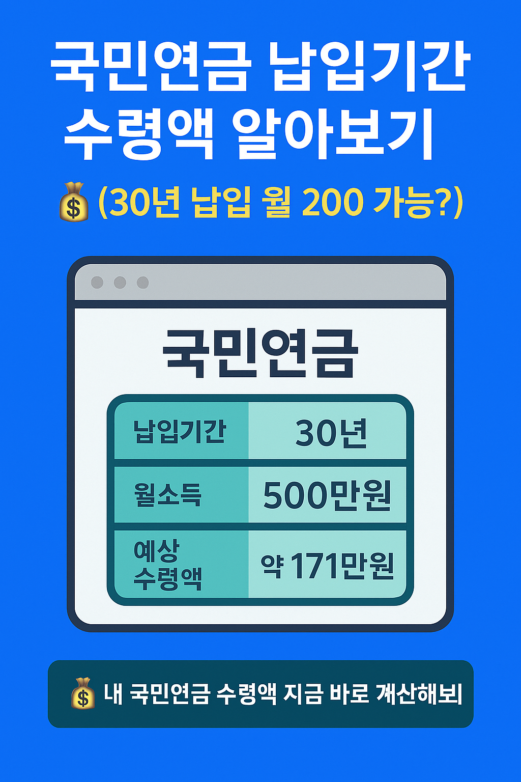 국민연금 납입기간 수령액 알아보기 (국민연금 30년 납입 월 200 가능?)