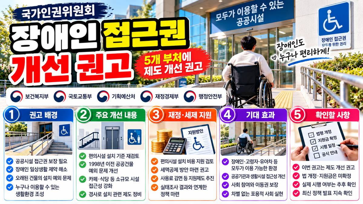 2026년 장애인 접근권 개선을 위한 국가인권위원회 5개 부처 제도 개선 권고 안내 이미지