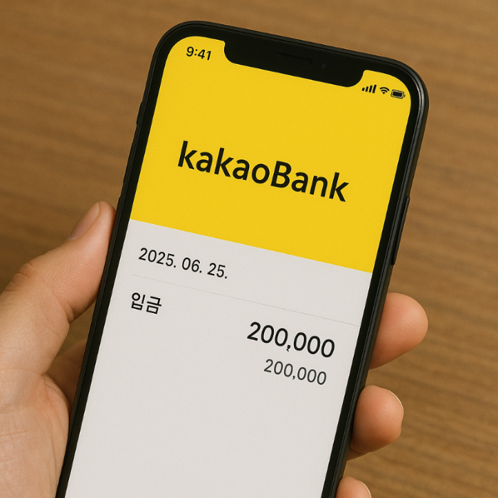 프리랜서 3.3% 원클릭 환급으로 입금된 카카오뱅크 화면