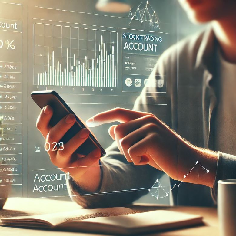 스마트폰으로 주식을 하는 모습