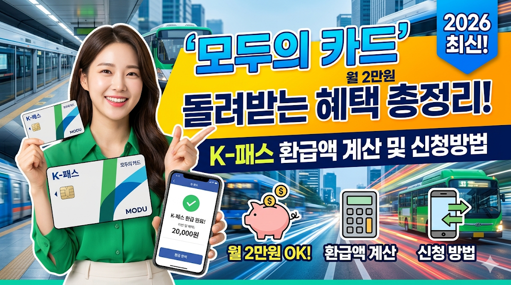 '모두의 카드' 월 2만원 돌려받는 혜택 총정리! K-패스 환급액 계산 및 신청방법 (2026 최신)