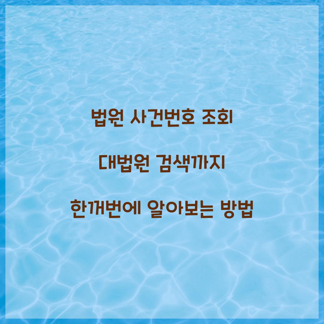 법원 사건번호 조회