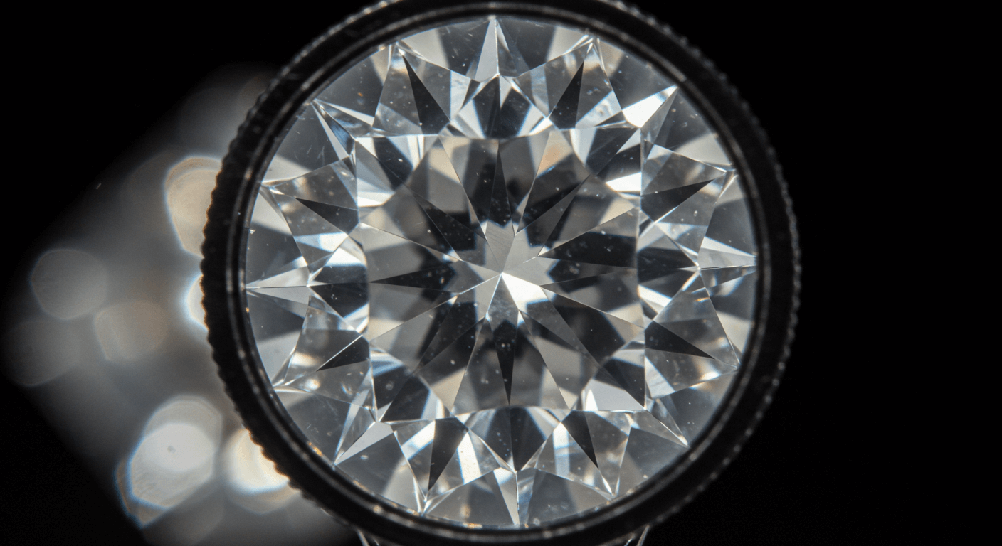 루페로 3캐럿 다이아의 반짝임과 투명도를 확인하는 장면 3