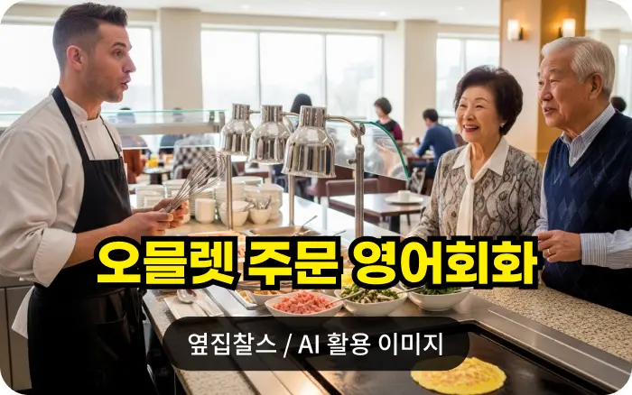 쉐프에게 오믈렛을 주문하는 노부부