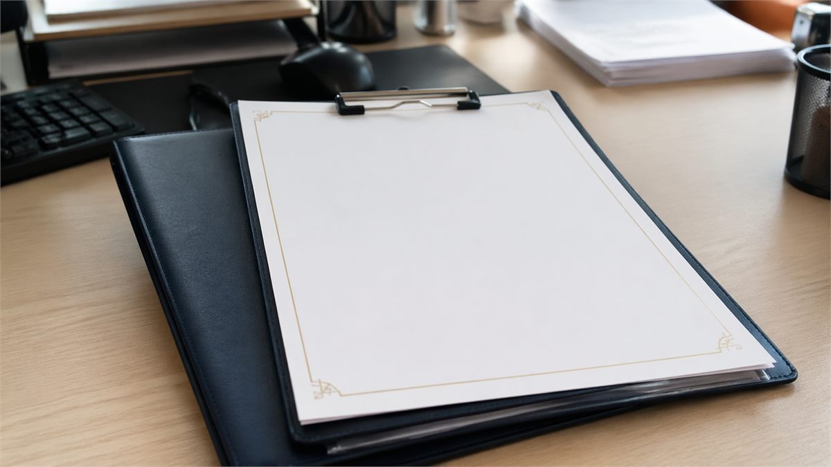 면허 신청용 서류 폴더와 증명서류를 함께 놓은 디테일 장면