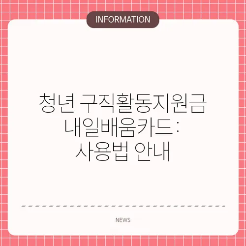 청년 구직활동지원금 내일배움카드: 사용법 안내