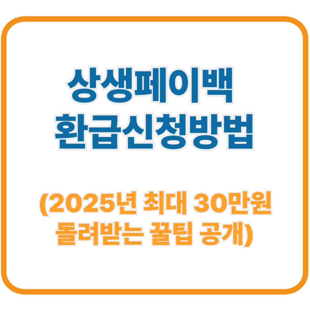 [상생페이백 환급 신청방법] 2025년 최대 30만원 돌려받는 꿀팁 공개!