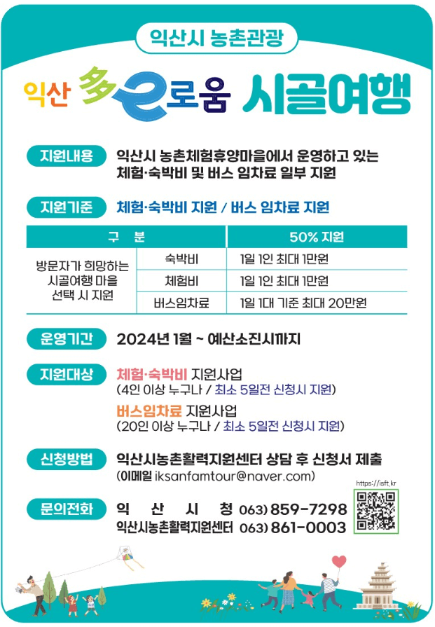 전라북도 익산시 다이로움 시골여행 지원금 혜택