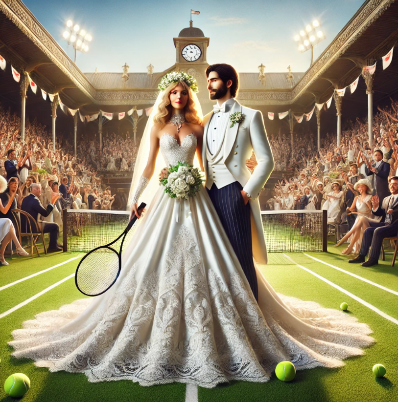 테니스 스타와의 결혼에 관한 사진