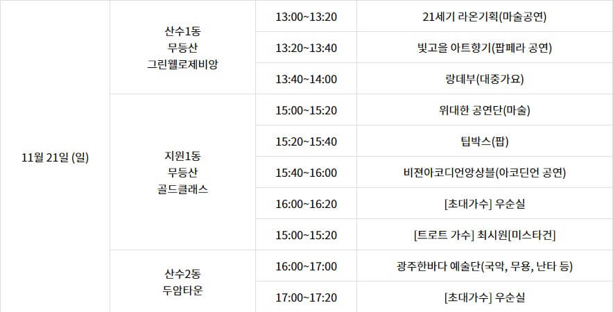 추억의_충장축제_2021_베란다_콘서트_일정2