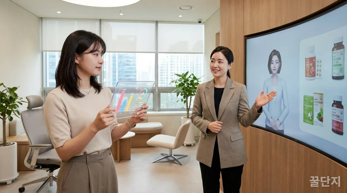 개인 맞춤형 건강기능식품 상담을 받는 한국인