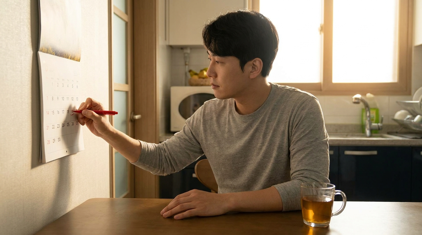 집에서 달력에 날짜를 표시하는 사람