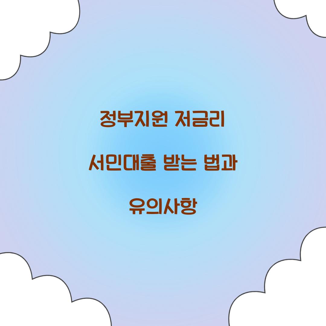 정부지원 저금리 서민대출
