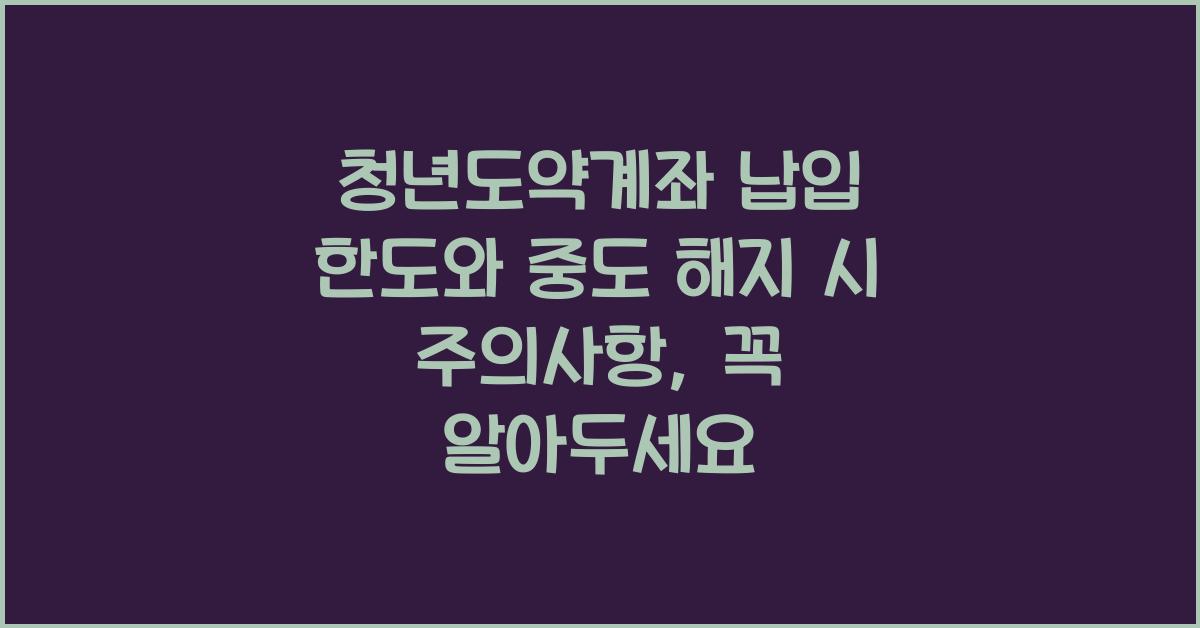 청년도약계좌 납입 한도와 중도 해지 시 주의사항
