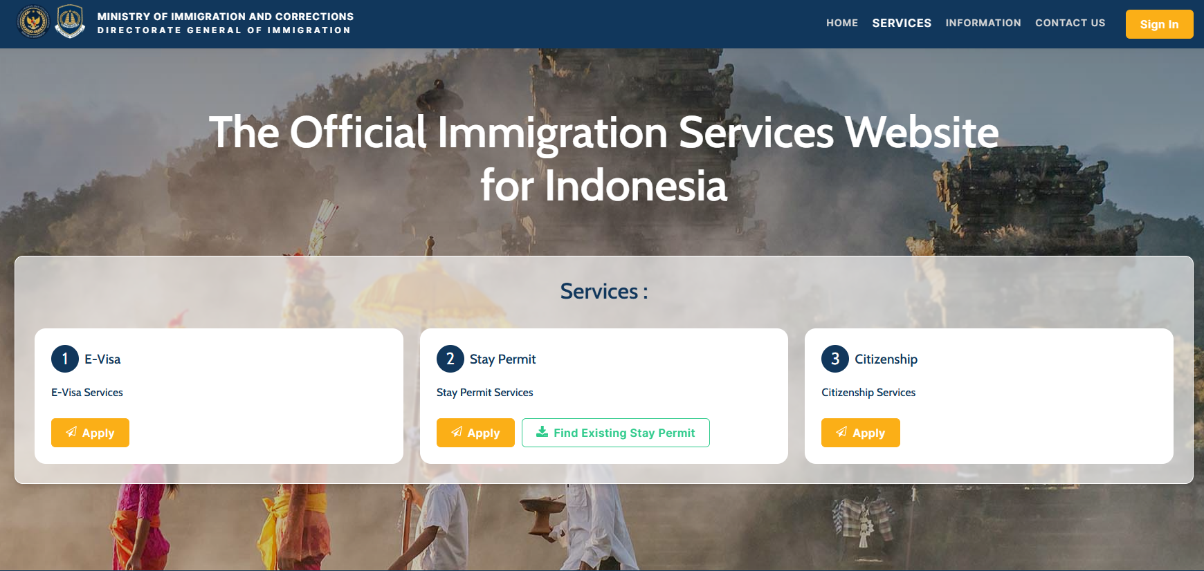 인도네시아 이민성, 관광비자